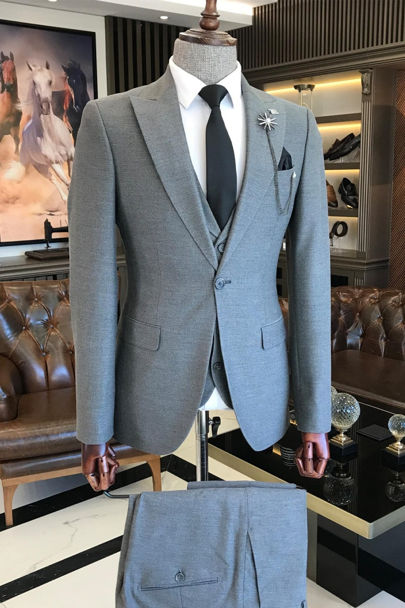 New Arrival Gray Close Fitting Suits With Waistcoat