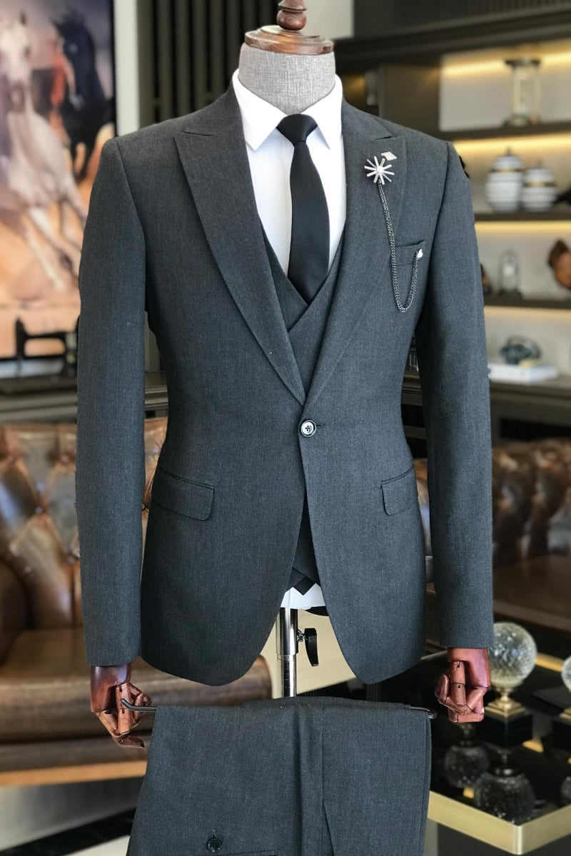 Dark Gray 3 pieces Close Fitting  Business Suits