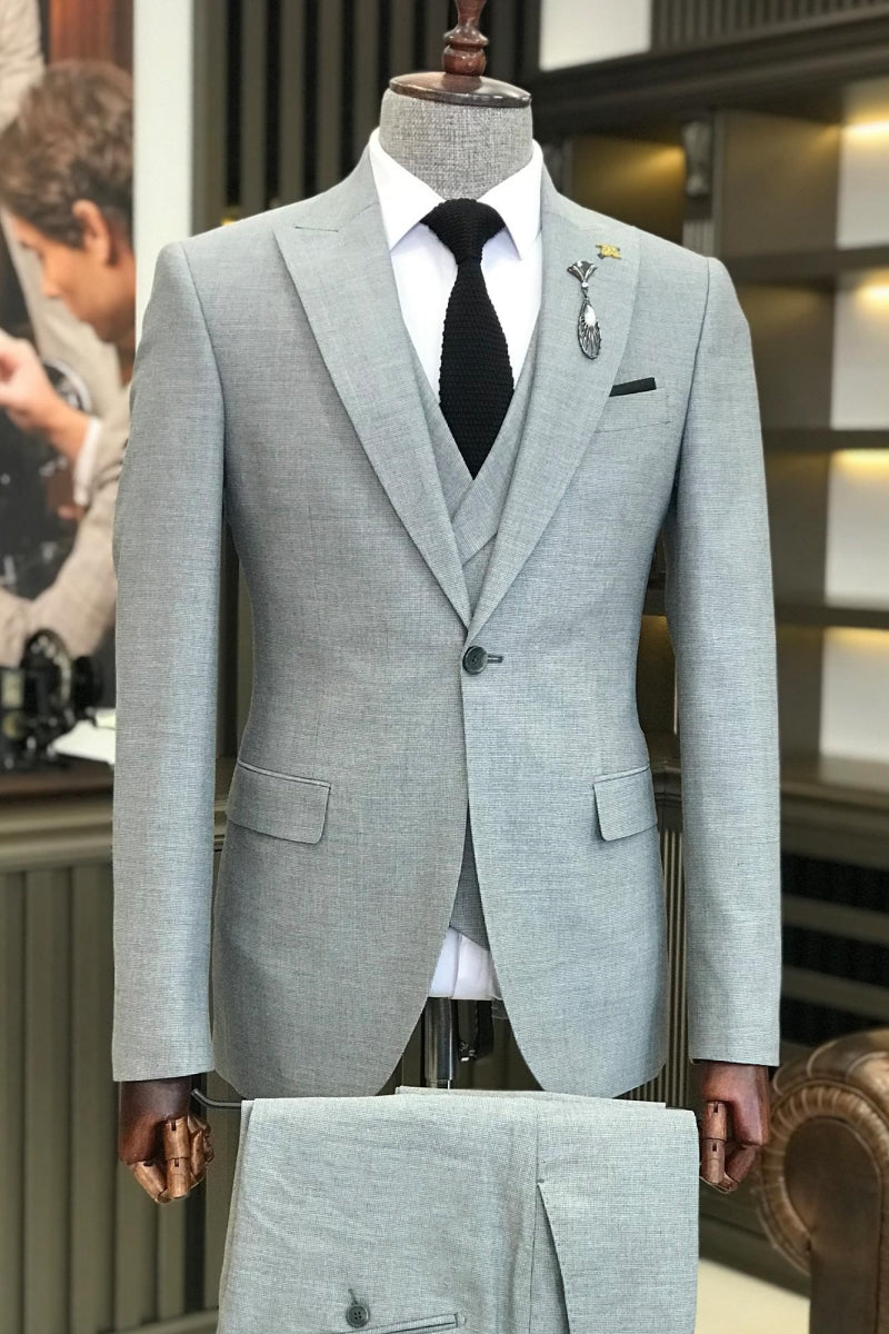 Light Gray 3 Pieces Formal Suits For Men