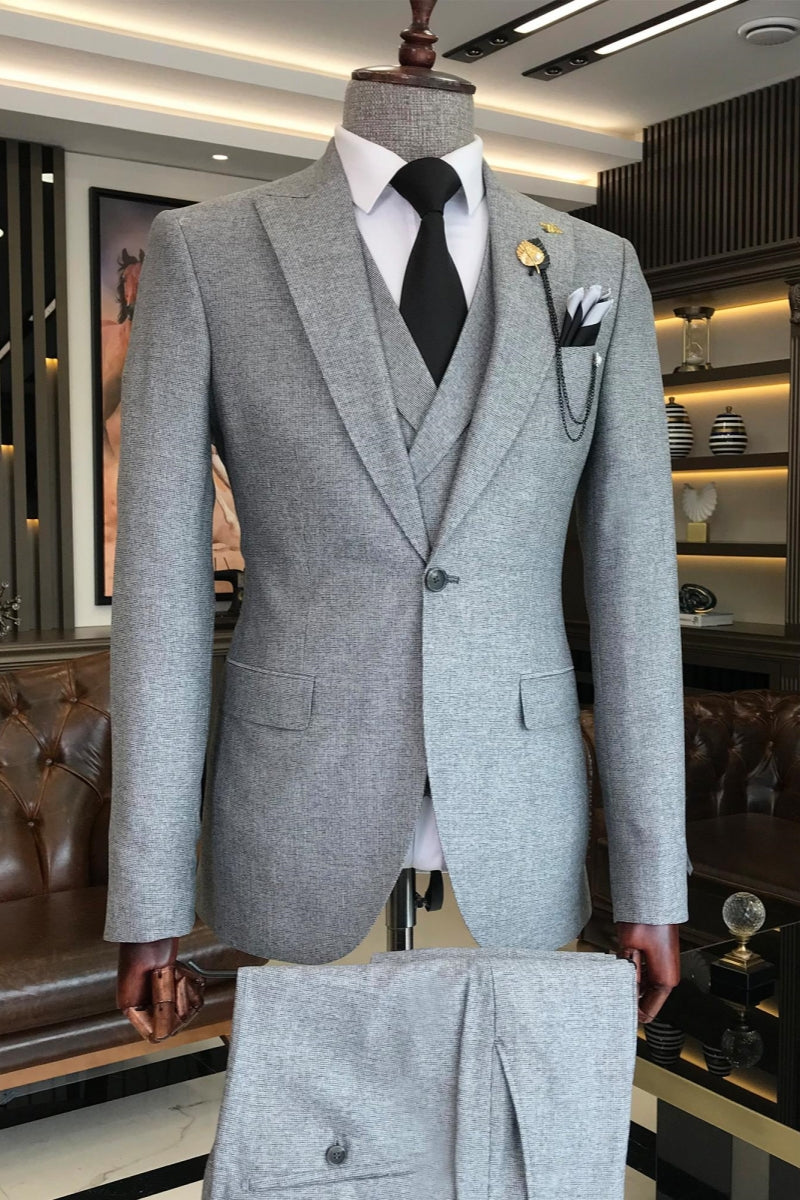 Modern Gray Newest Slim Fit Suits With Waistcoat