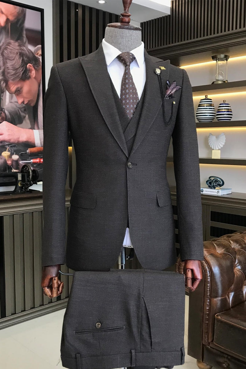 Formal Bespoke Charcoal Gray Business Suits With Waistcoat