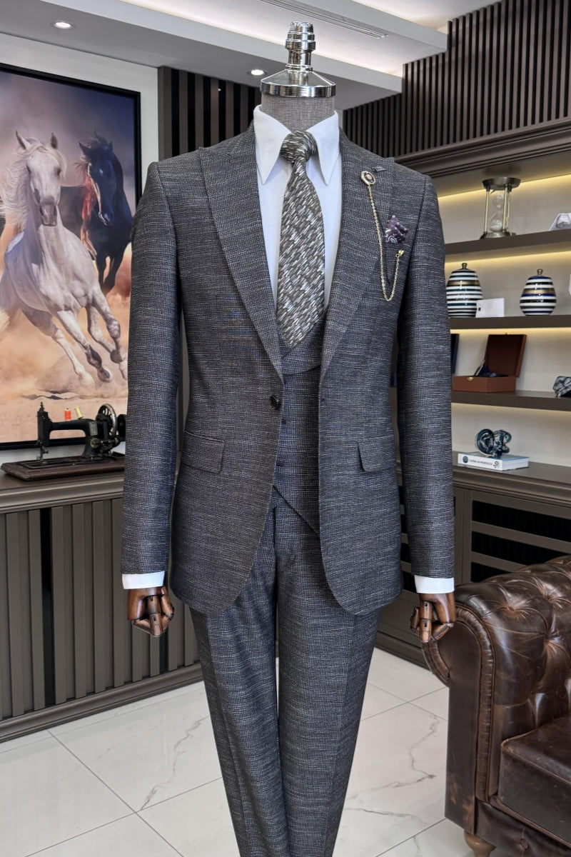 Dark Gray Best Fitted 3 Pieces Formal Suits For Men