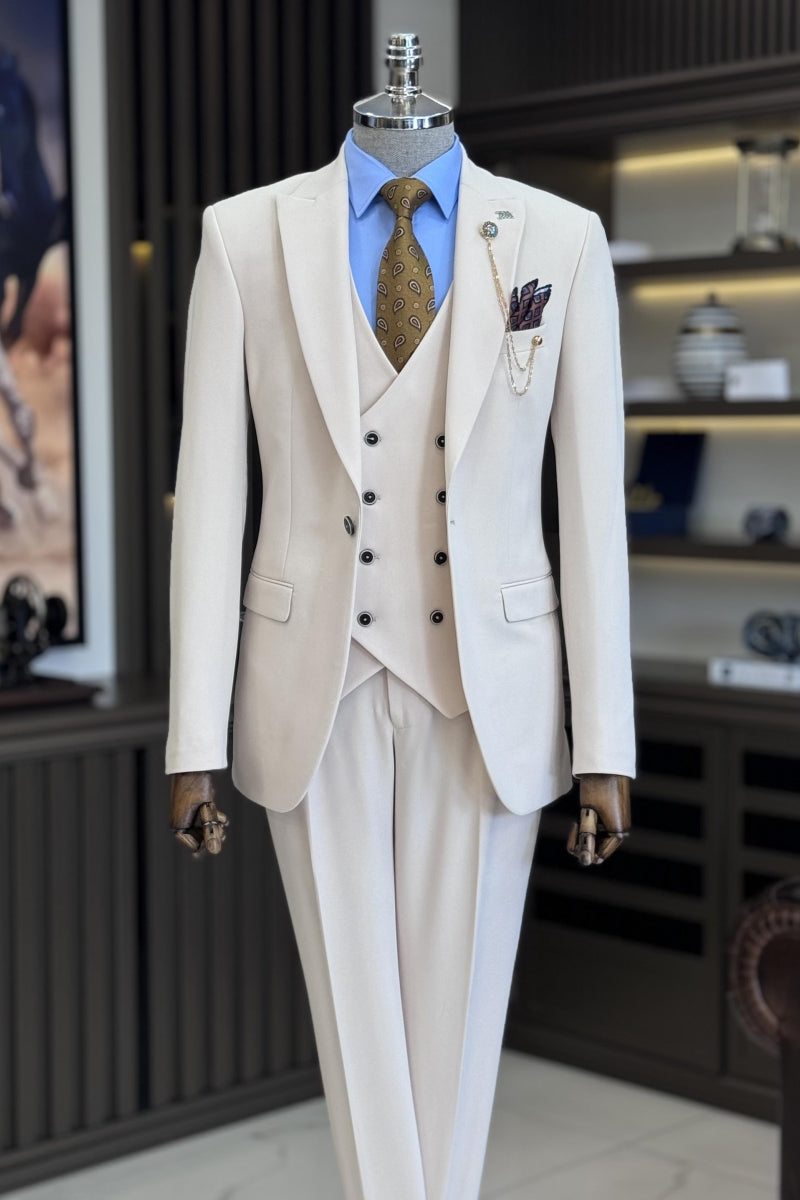 Glamorous Off-white Elegant 3 Pieces Business Suits