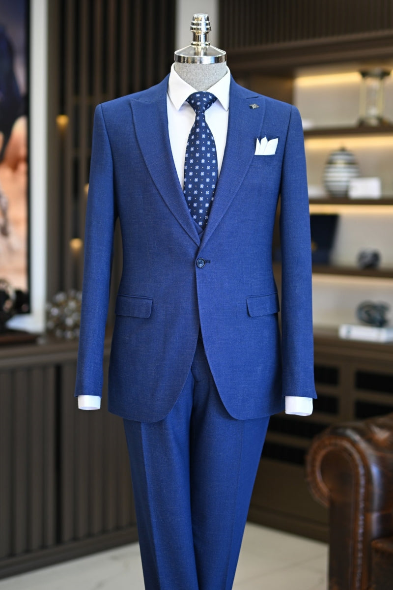 Best Fitted Royal Blue 3 Pieces One Button Formal Suits