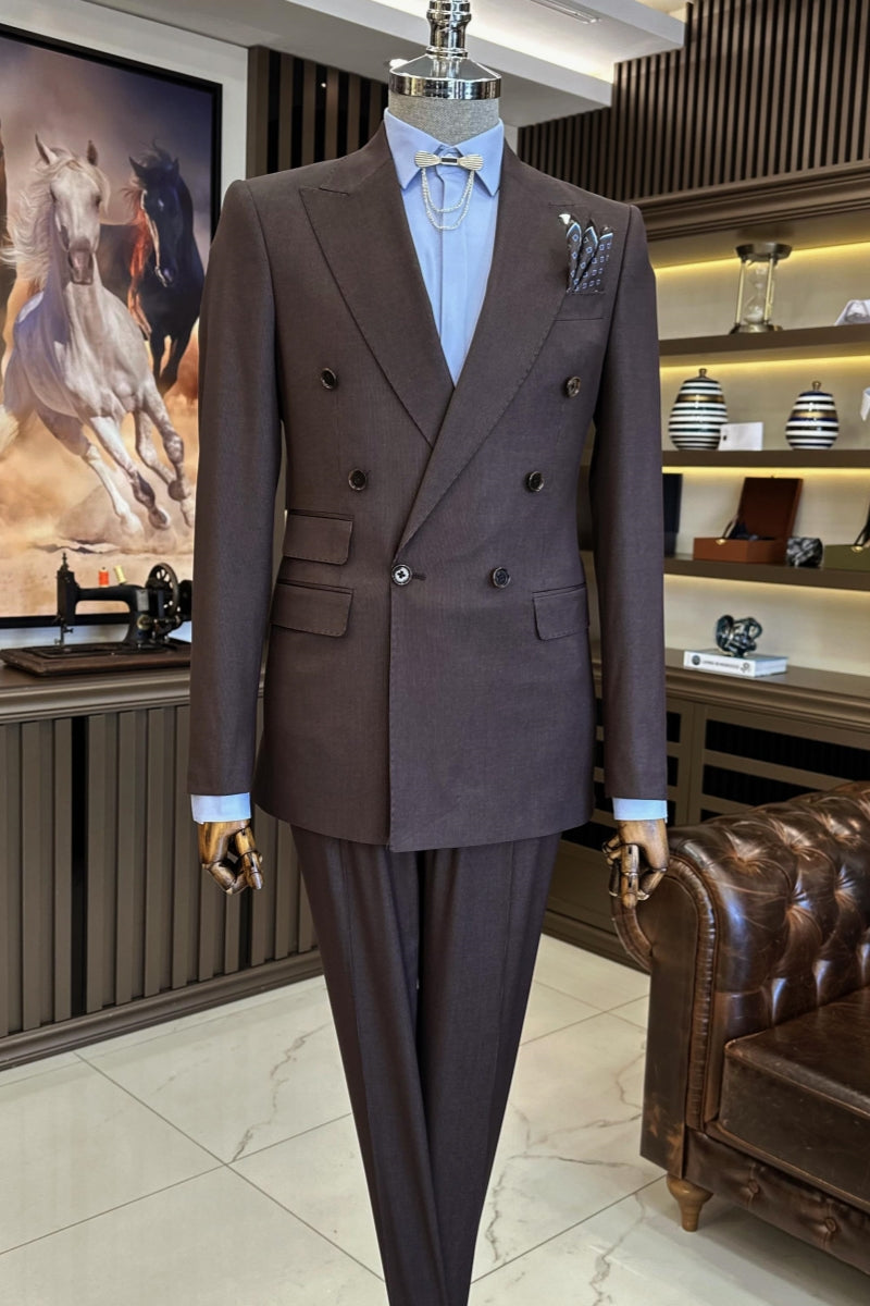 Best Fitted Dark Brown Double Breasted Formal Suits