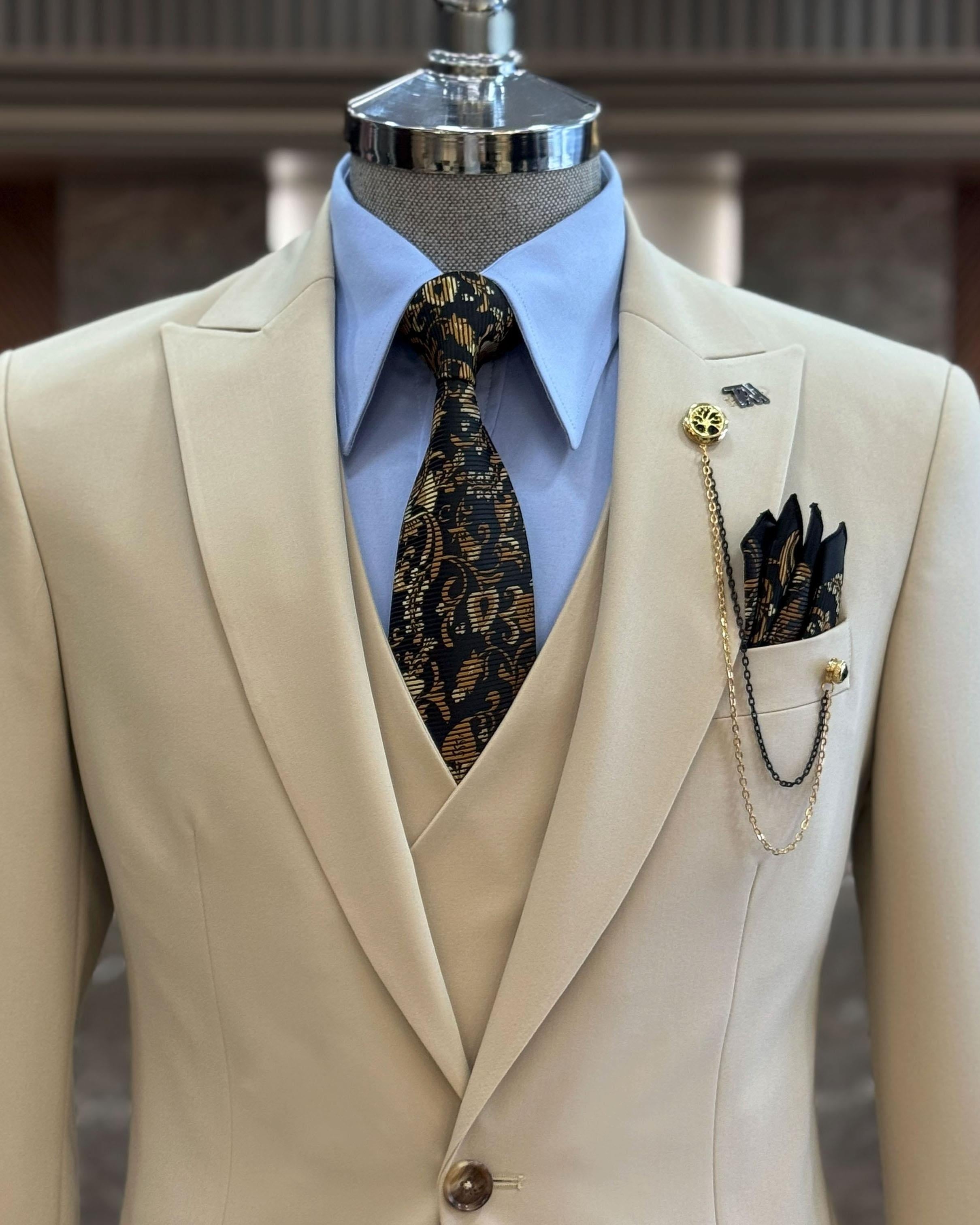 Stylish Off-white 3 Pieces Business Men Suits