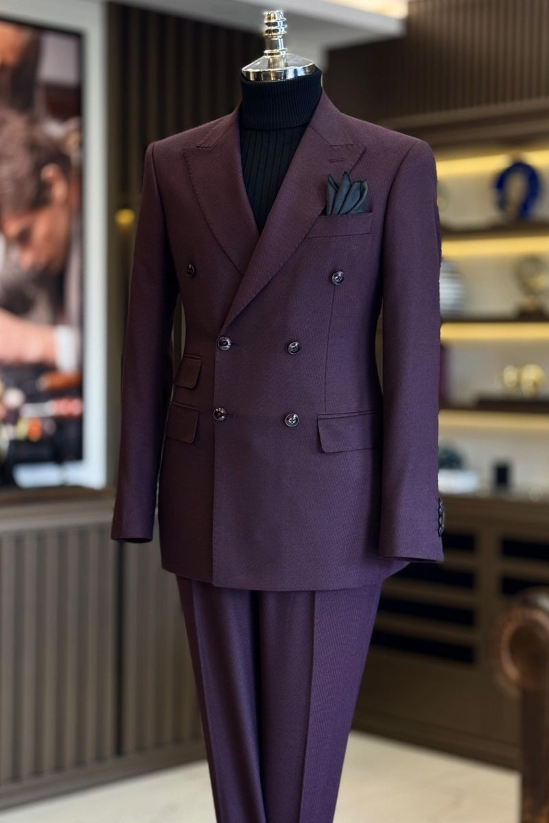 Big And Tall Grape Double Breasted Business Suits