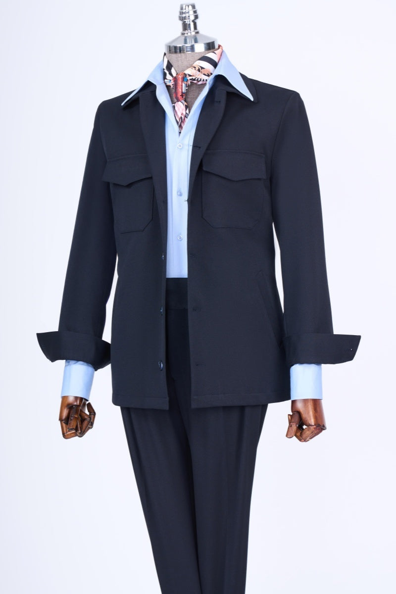 New Arrival Dark Navy Peaked Lapel Prom Suits With Two Pockets