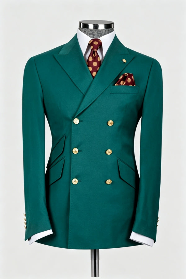 Emerald Green Double Breasted Glamorous Men Prom Suits