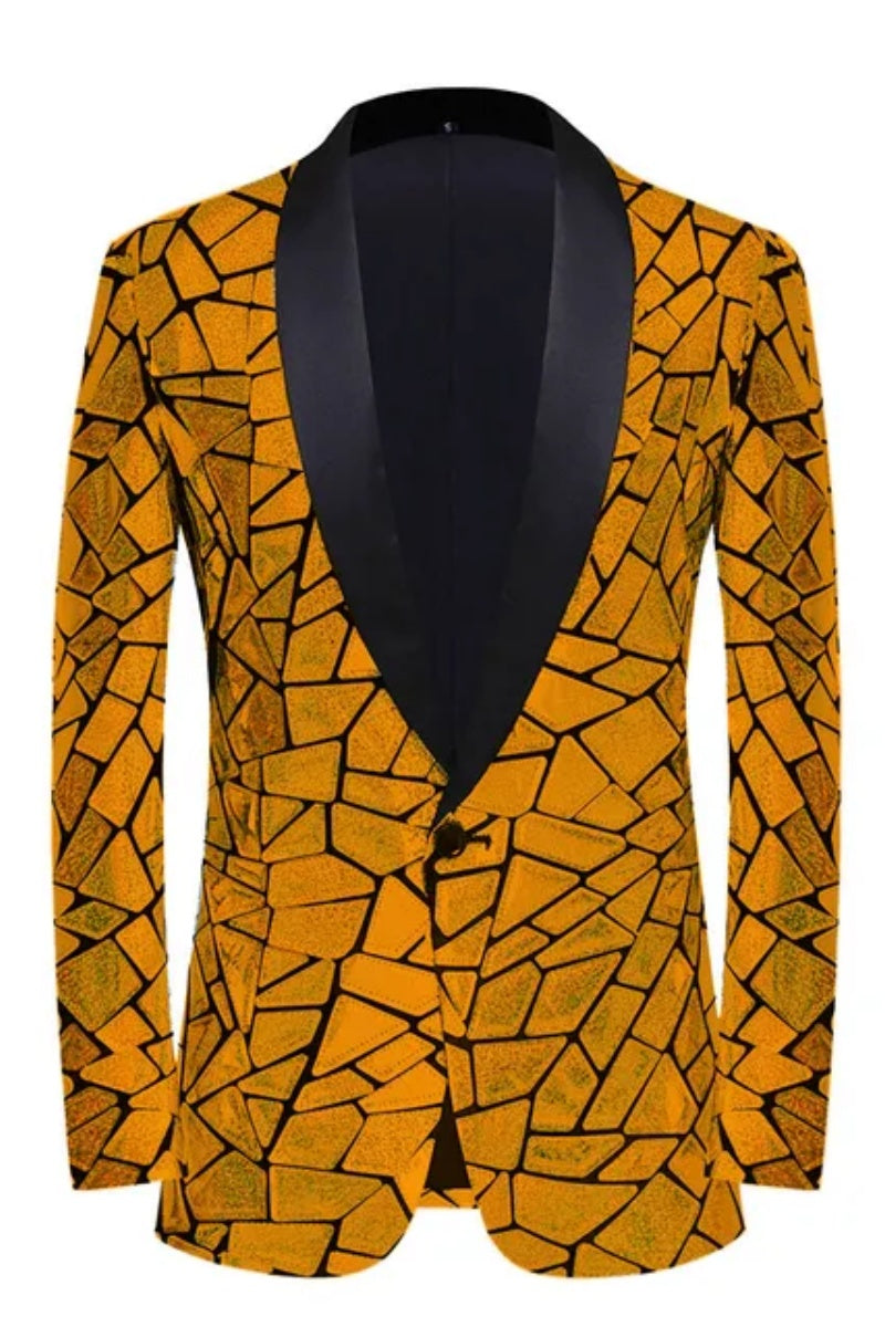 Chic Plaid Shiny Silver Sequins Men's Jacket