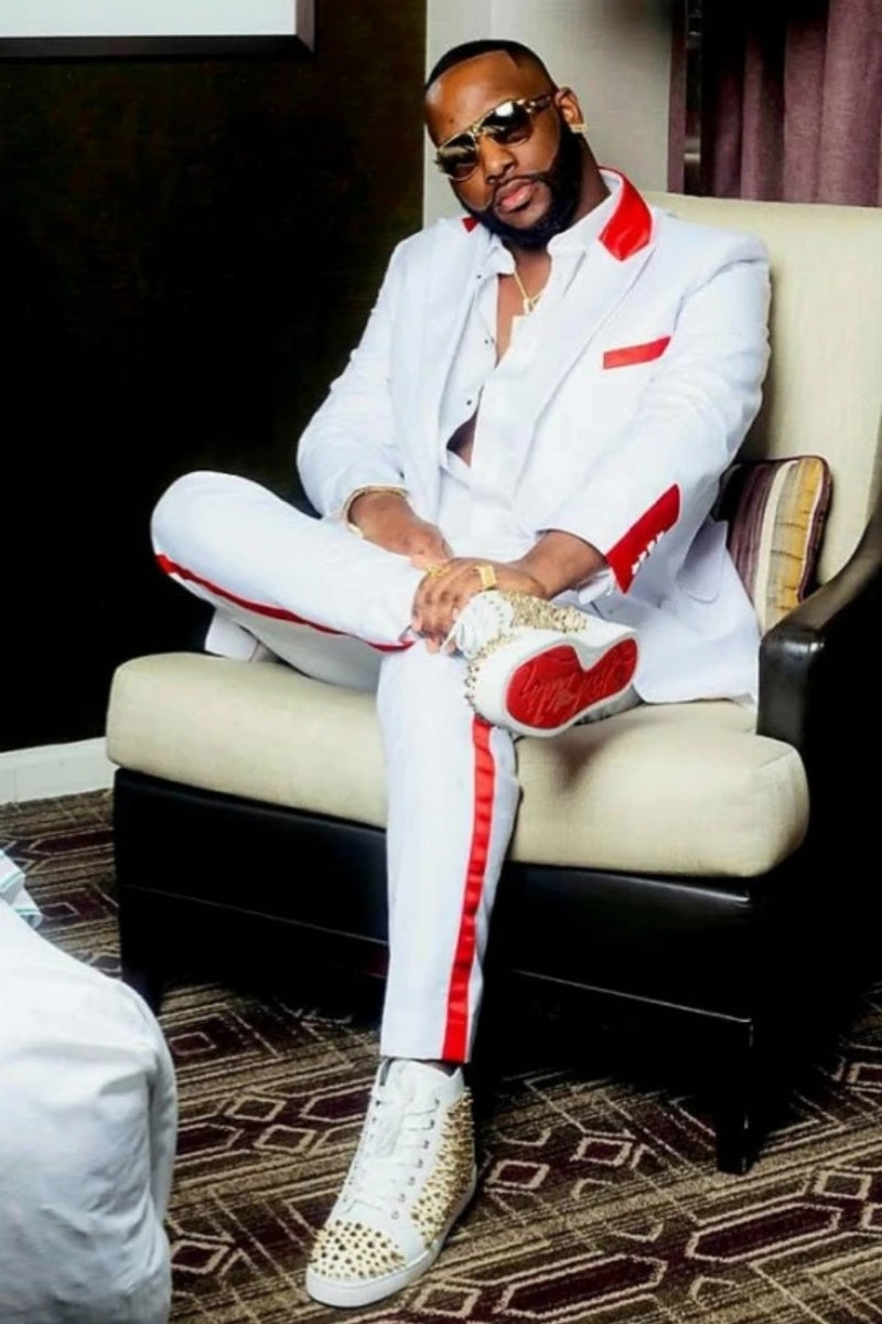 New Arrival White Chic Peaked Lapel Slim Fit Prom Men Suits