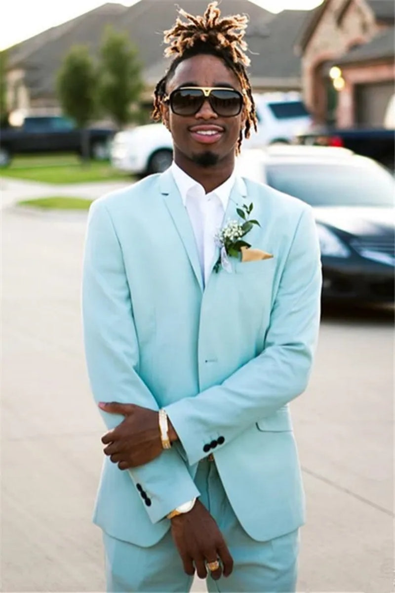 Close Fitting Mint Green Notched Lapel Prom Men Suits