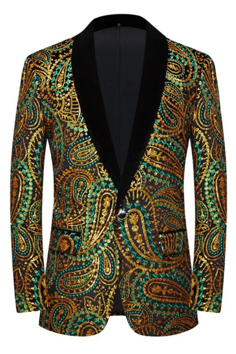 Luxury Paisley Floral Colorful Sequin Men's Jacket