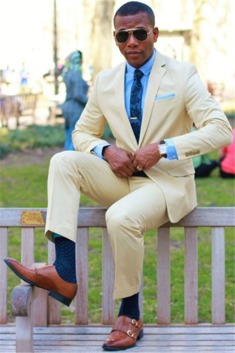 Newest Fancy Champagne Slim Fit Prom Men Suits