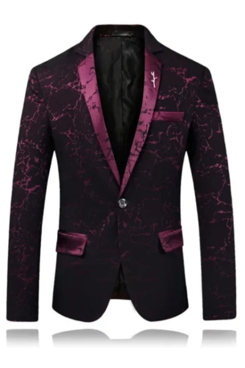 Fashion Printing Notched Lapel Men's Jacket