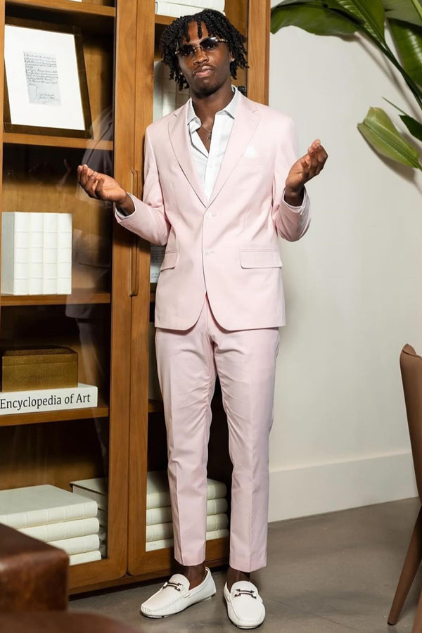 Generous Light Pink Notched Lapel Prom Men Suits