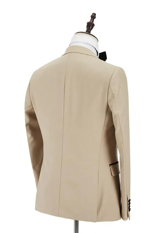 Bespoke Beige Newest 3 Pieces Peaked Lapel Prom Suits