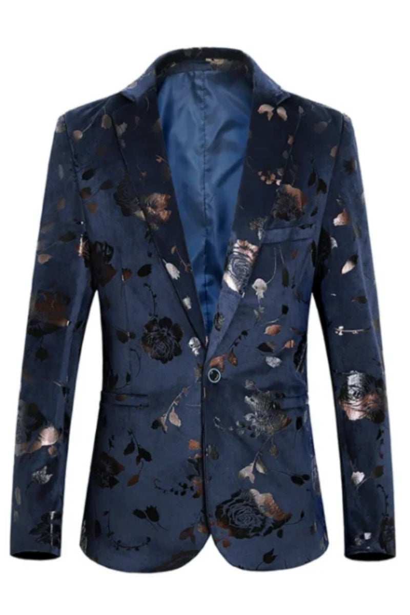 Modern Printed Notched Lapel Men's Jacket