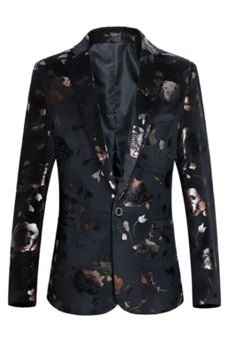 Modern Printed Notched Lapel Men's Jacket