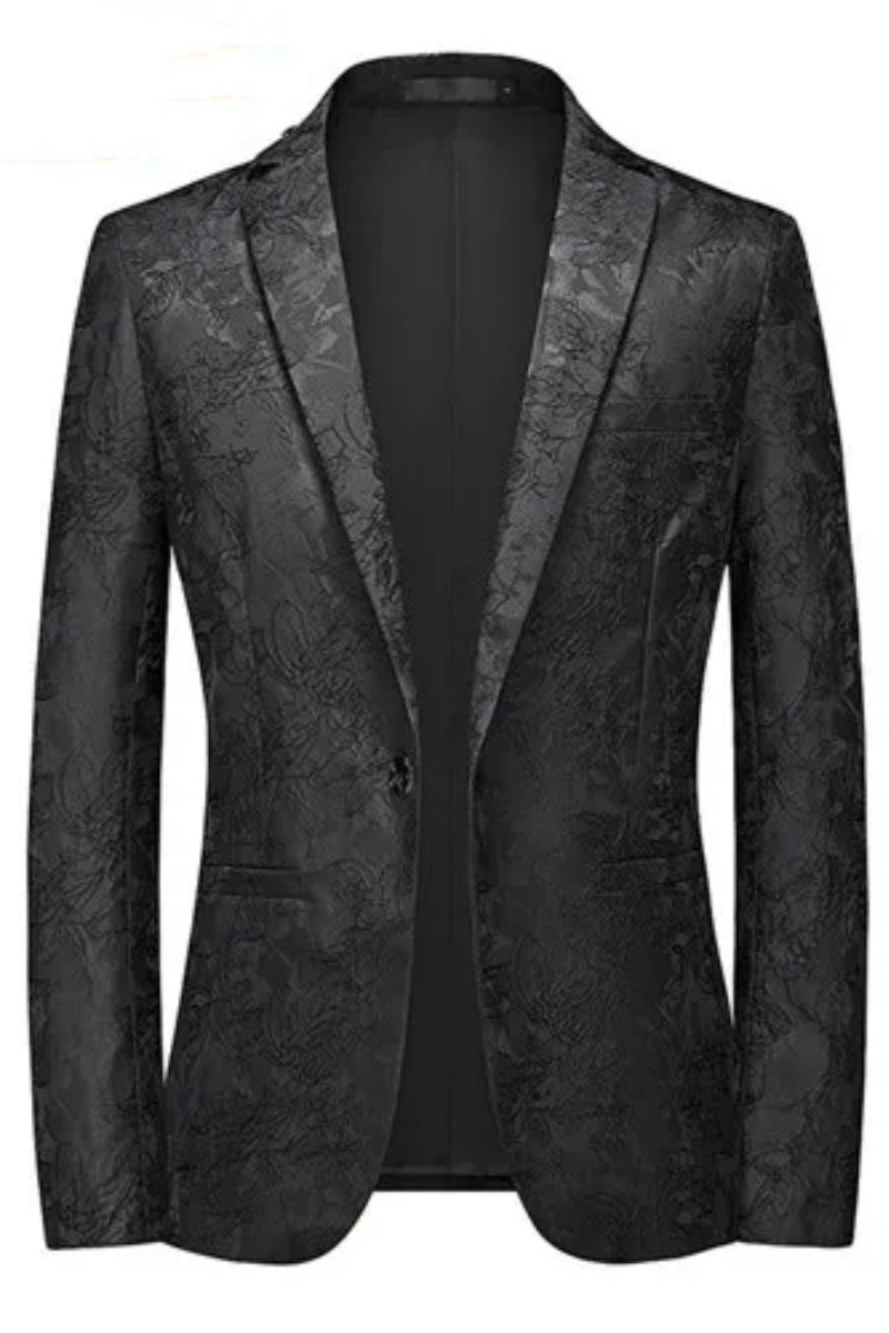 Modern Jacquard Notched Lapel Slim Fit Men's Blazer