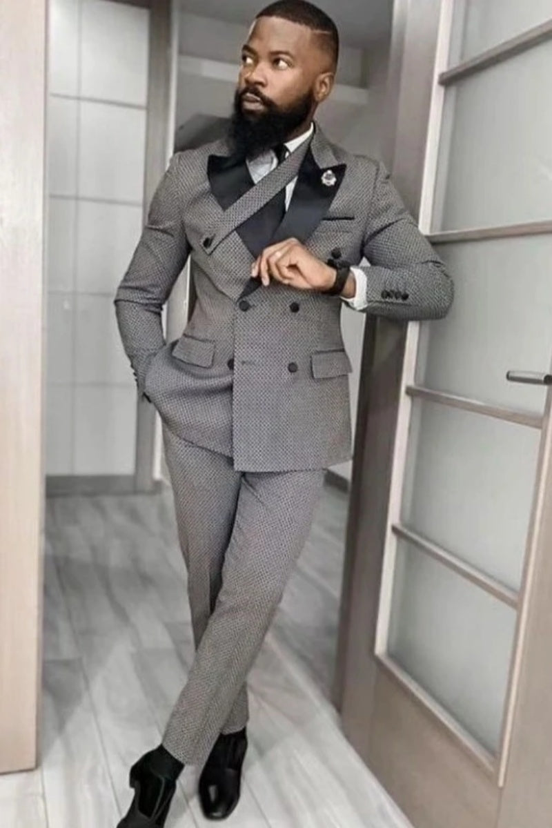 Fancy Gray Newest Double Breasted Prom Men Suits