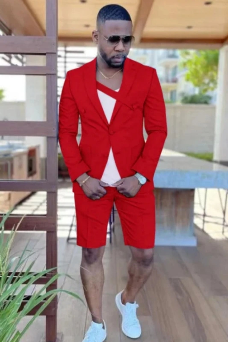 Stylish Red Notched Lapel Close Fitting Prom Men Suits