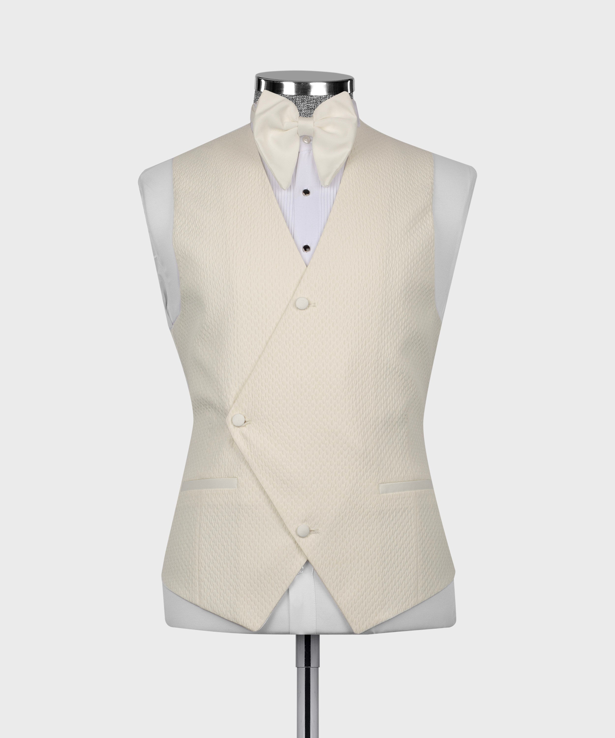 Charming Ivory Jacquard Shawl Lapel Wedding Suits With Waistcoat