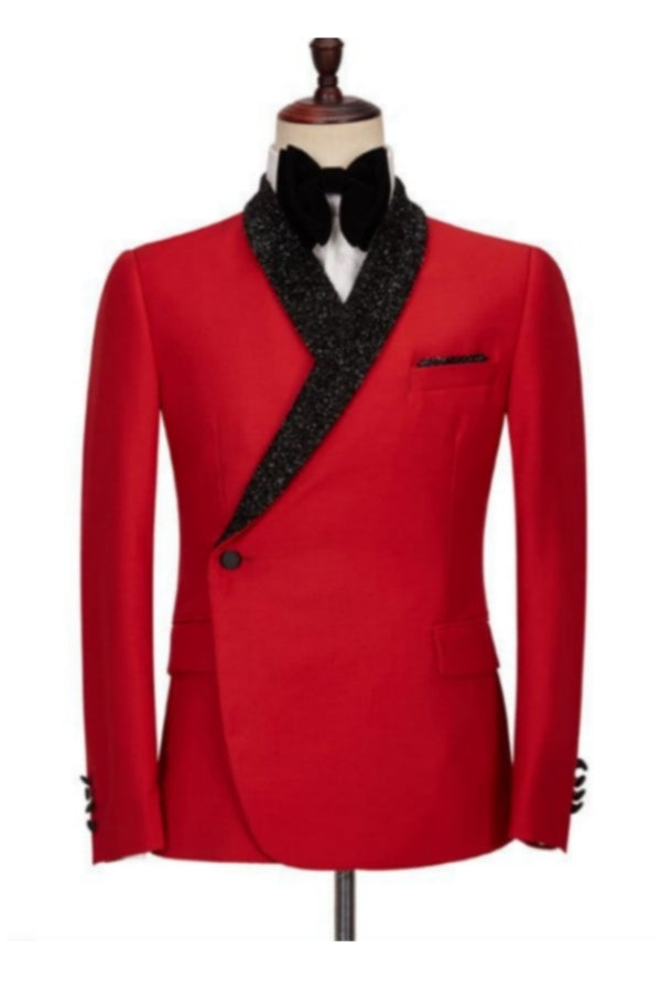 Glamorous Red Shawl Lapel One Button Prom Suits