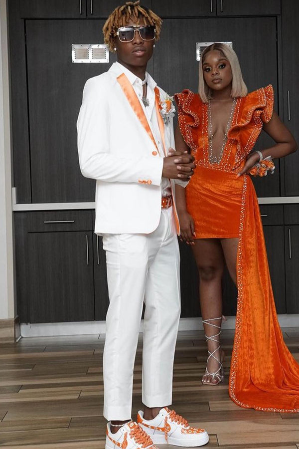 Decent White Notched Lapel Prom Suit For Men
