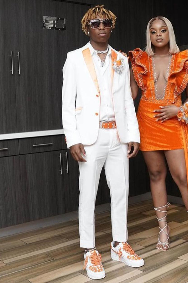 Decent White Notched Lapel Prom Suit For Men