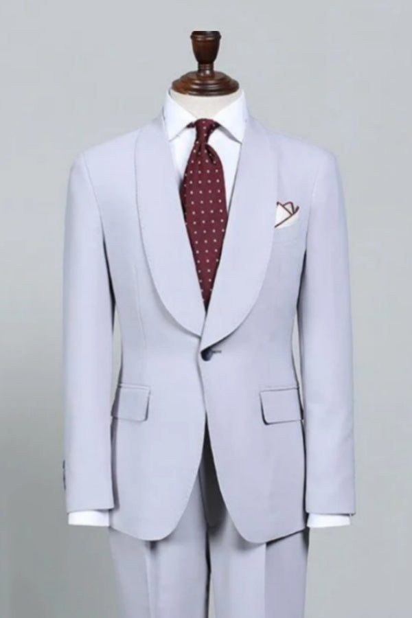 Bespoke Light Blue Shawl Lapel Stylish Wedding Suits