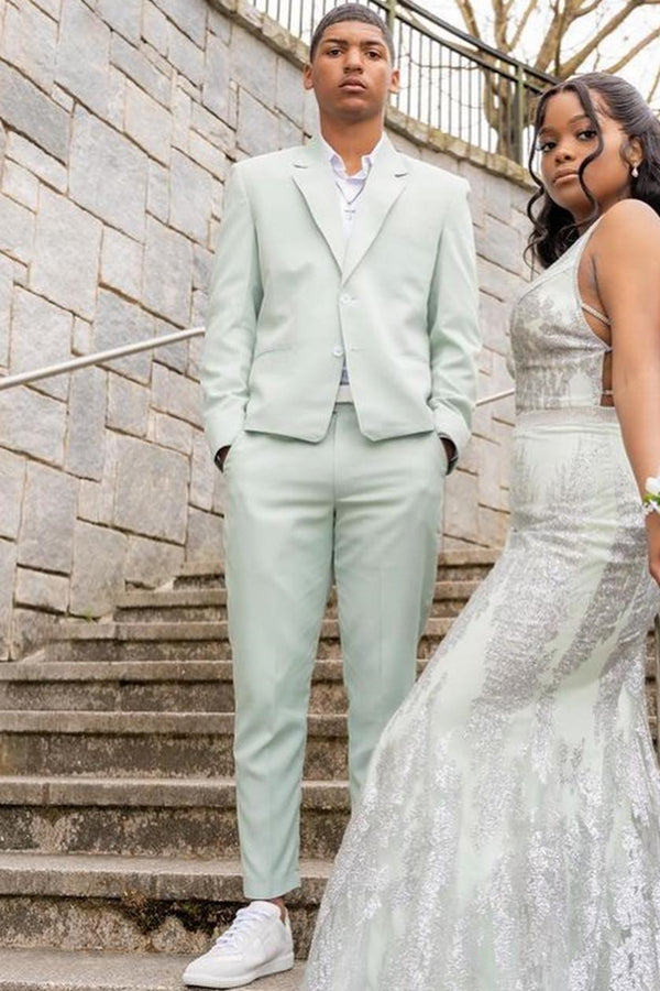 Chic Sage Green Notched Lapel Prom Suit For Men