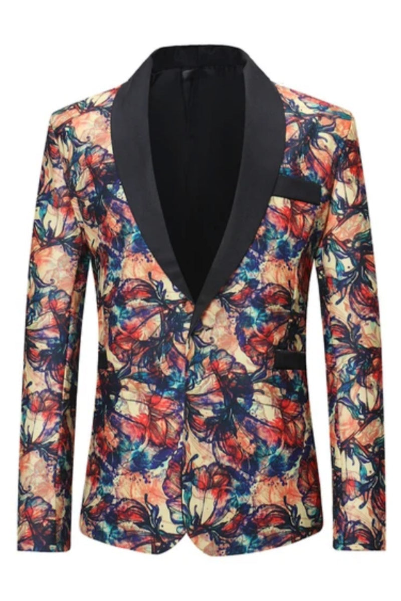 Newest Floral Printed  Modern Men's Slim Fit Jacket