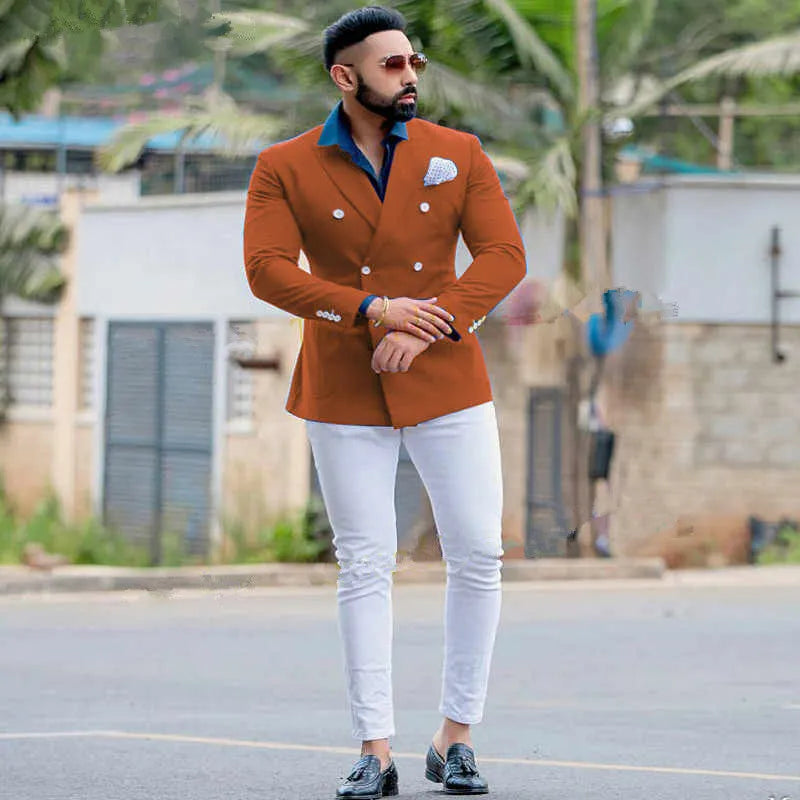 Fashion Camel Double Breasted Bespoke Prom Suits
