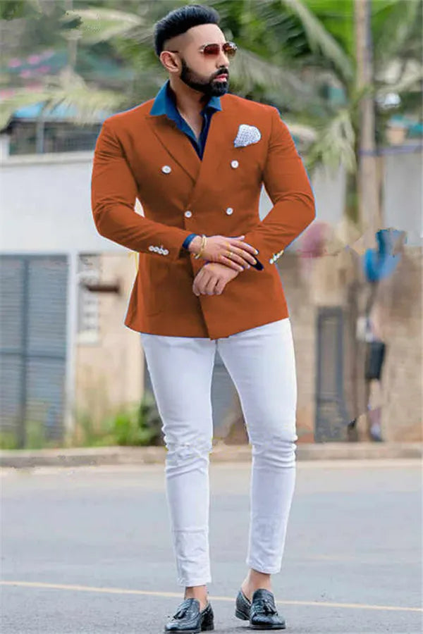 Fashion Camel Double Breasted Bespoke Prom Suits