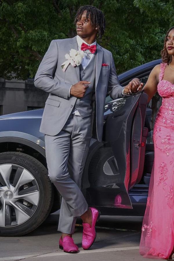 Gray New Arrival 3 Pieces Notched Lapel Prom Men Suits