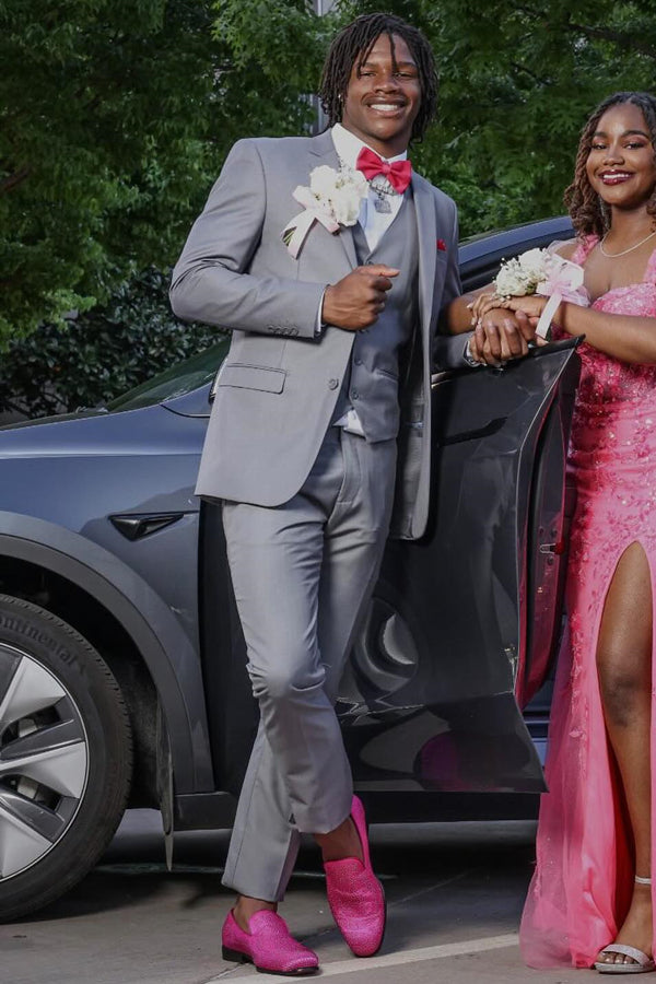 Gray New Arrival 3 Pieces Notched Lapel Prom Men Suits