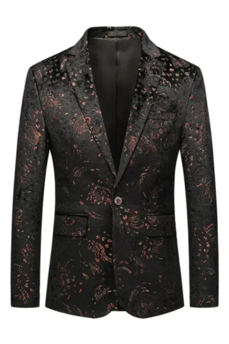Fashion Casual One Button Jacquard Men Blazer