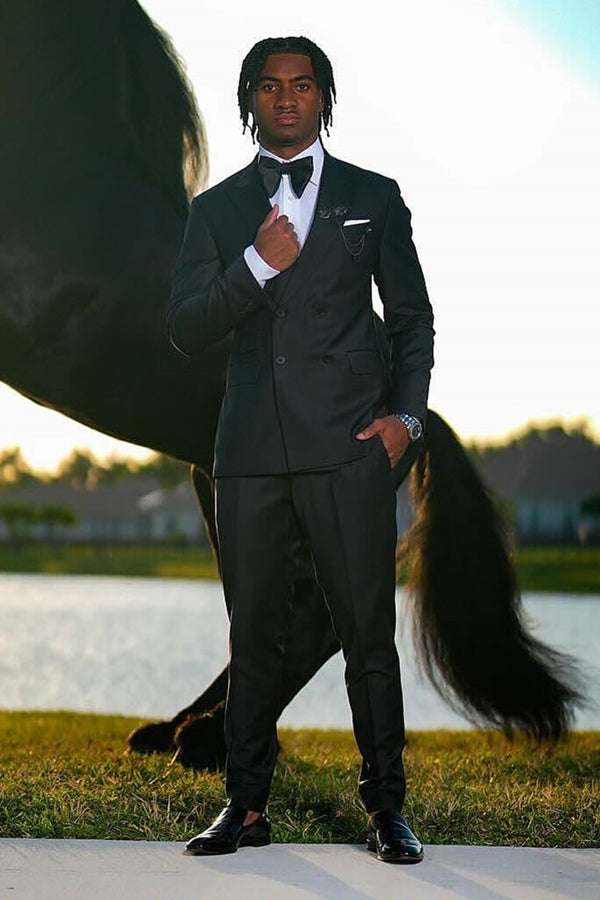 Black Newest Classical Peaked Lapel Prom Men Suits