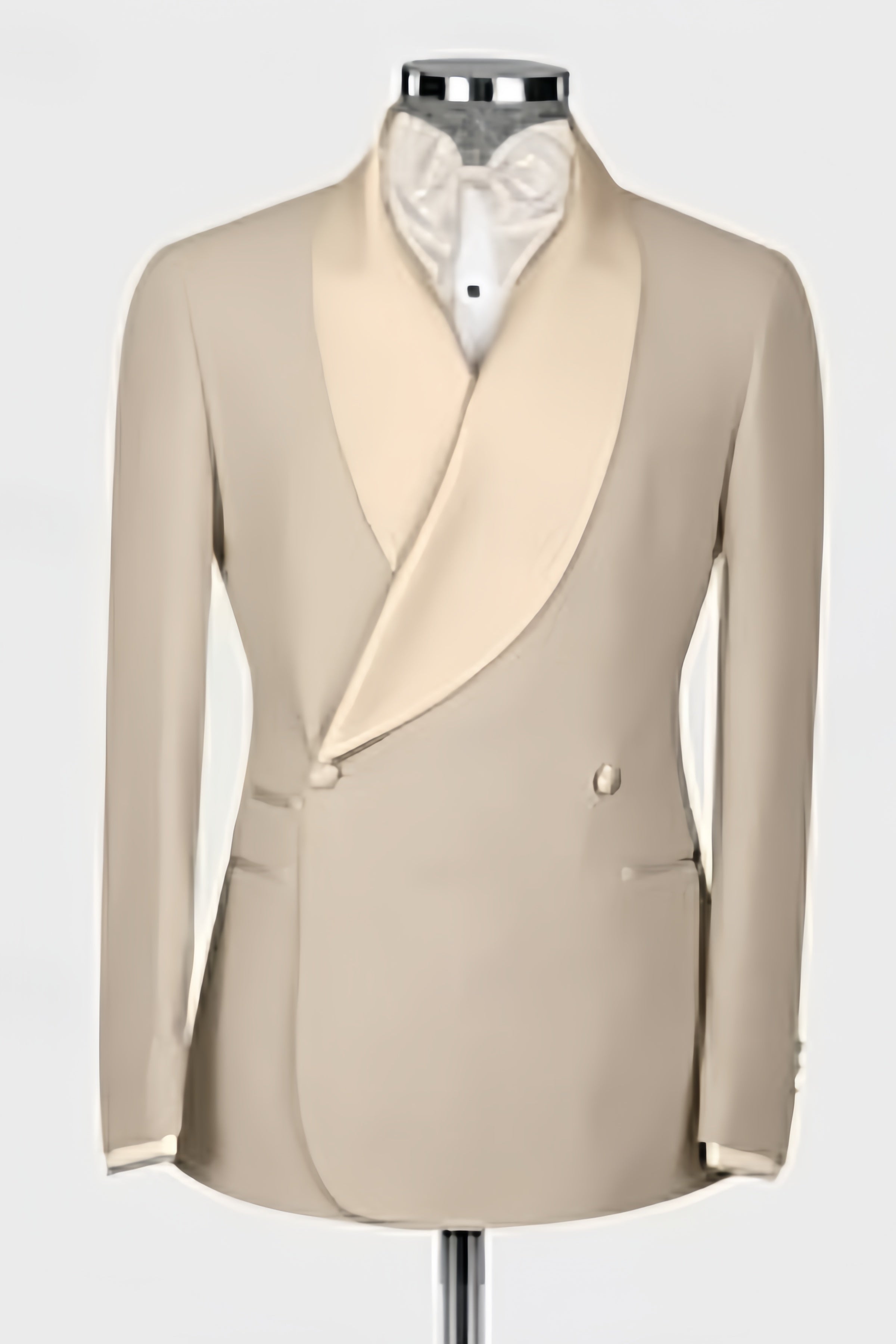 Chic Light Khaki Newest Shawl Lapel Double Breasted Wedding Suits
