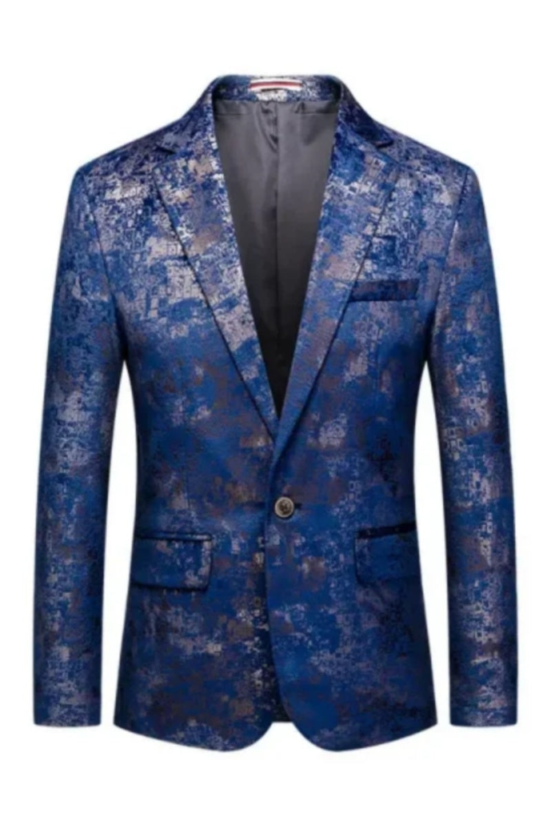 Blue Casual Notched Lapel One Button Slim Fit Business Blazer