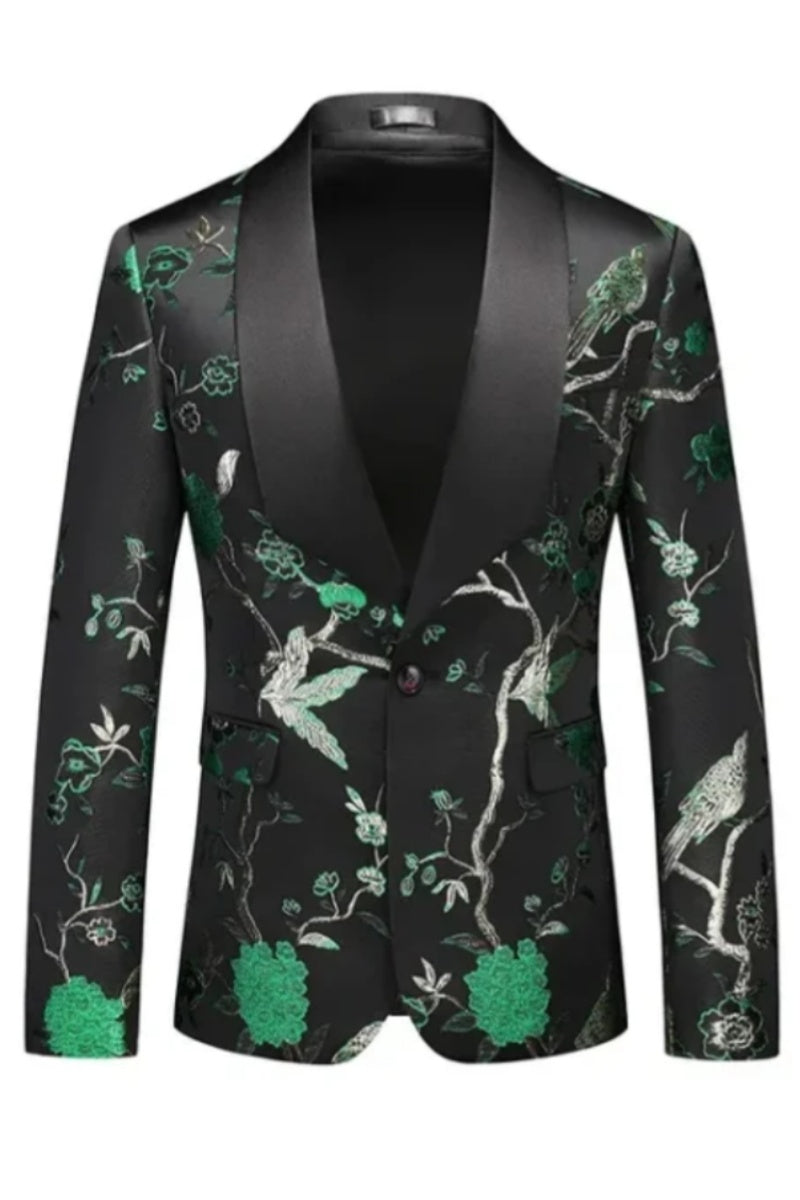 Stylish Flowers Hollow Out Slim Fit One Button Blazer