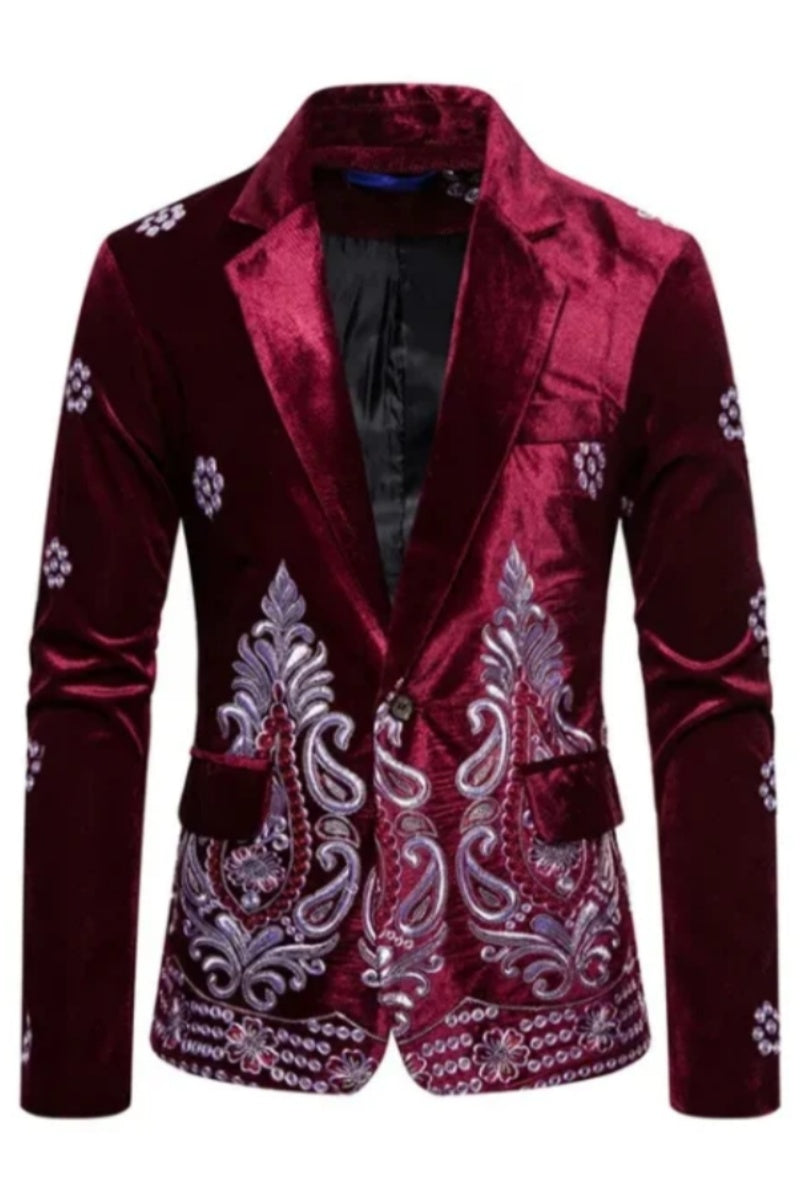 Velvet Row Embroidered Men's Blazer