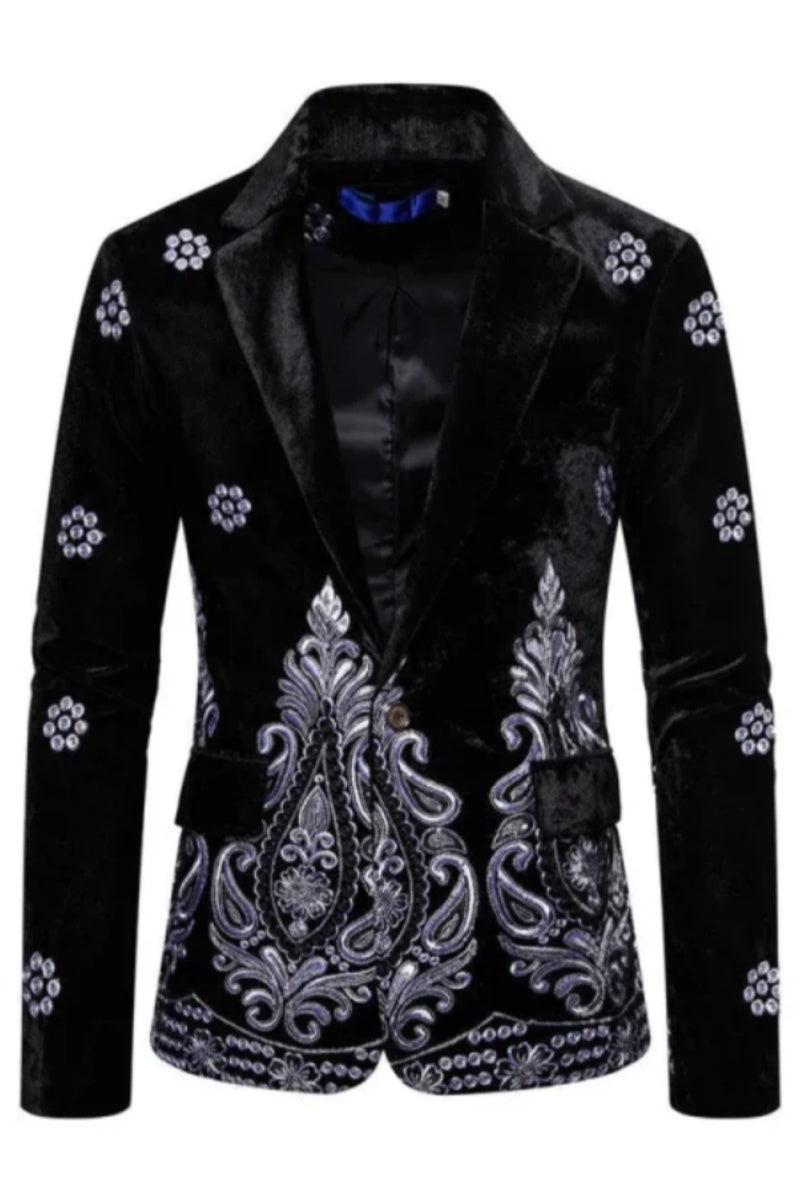 Velvet Row Embroidered Men's Blazer