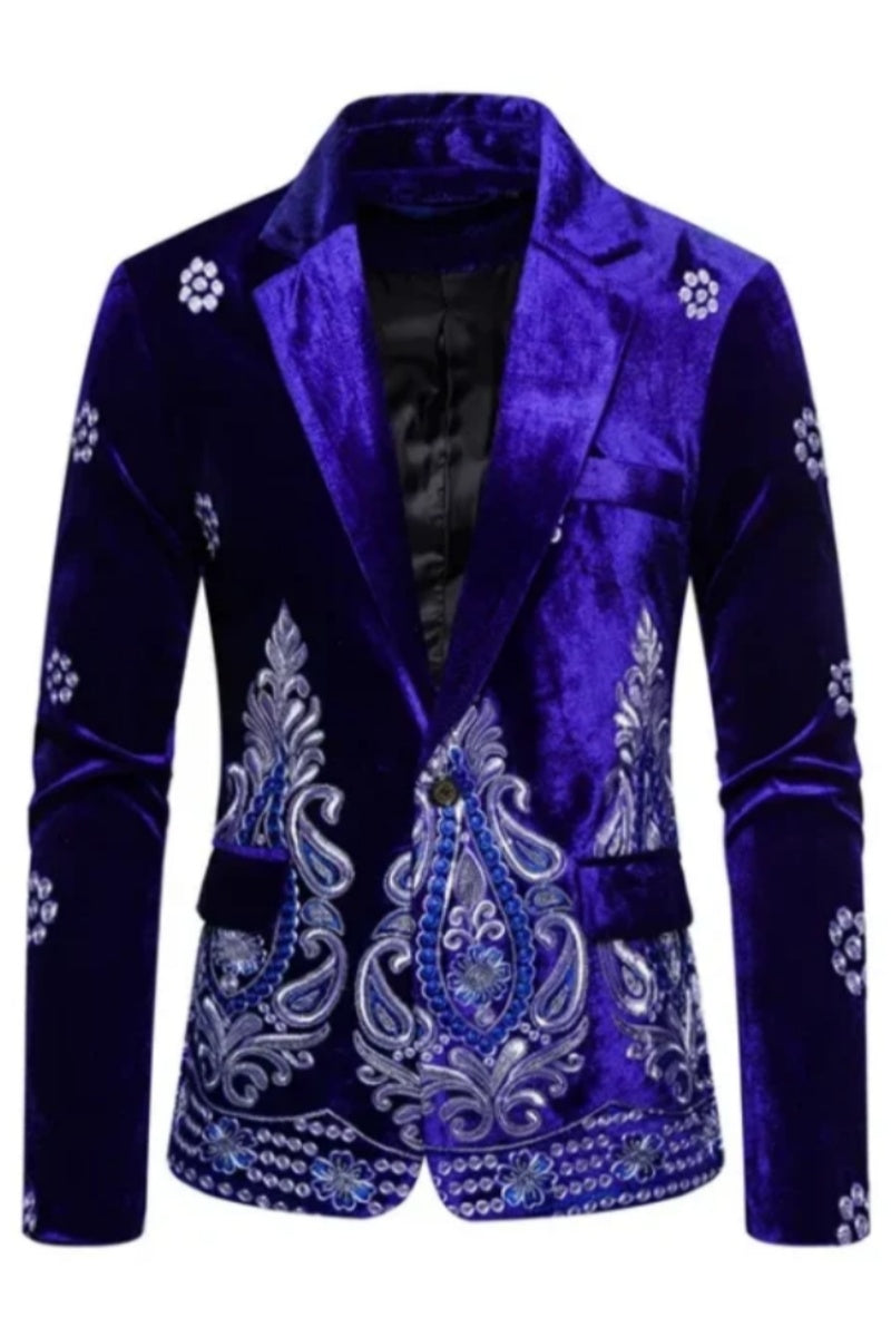 Velvet Row Embroidered Men's Blazer