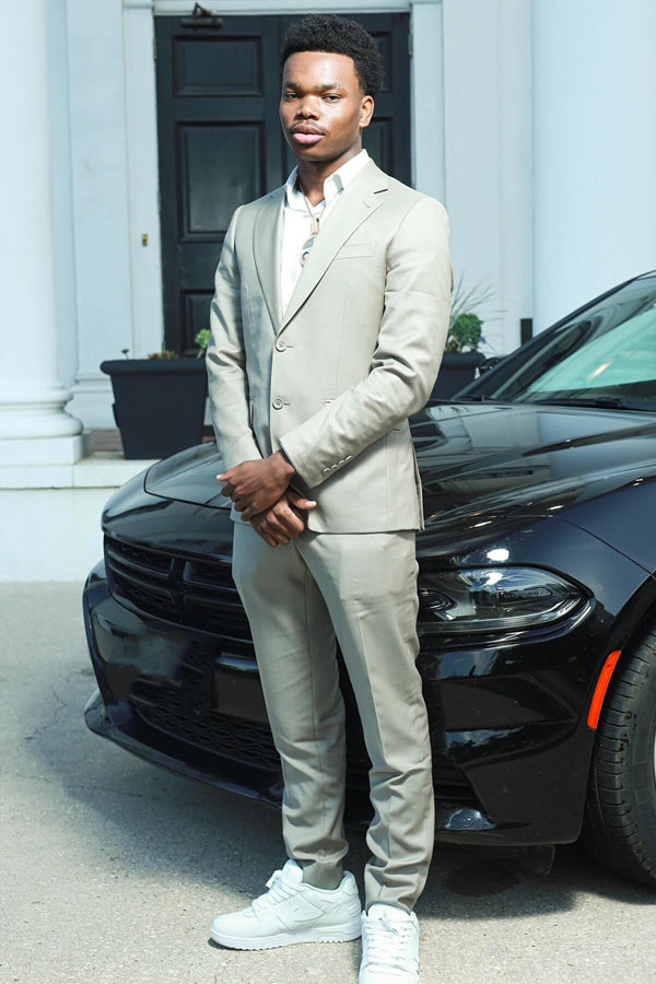 Bespoke Light Beige Trendy Notched Lapel Prom Men Suits