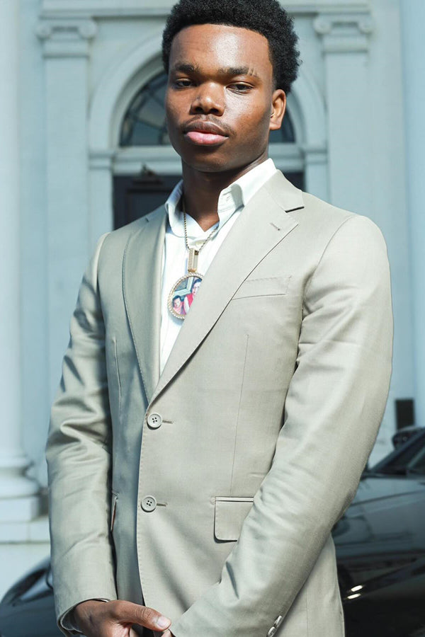 Bespoke Light Beige Trendy Notched Lapel Prom Men Suits