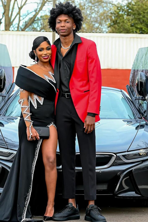 New Arrival Chic Red Shawl Lapel Prom Men Suits