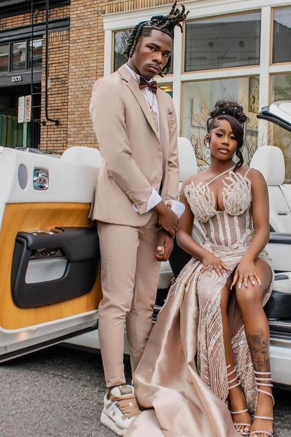 Stylish Light Beige Notched Lapel Prom Men Suits