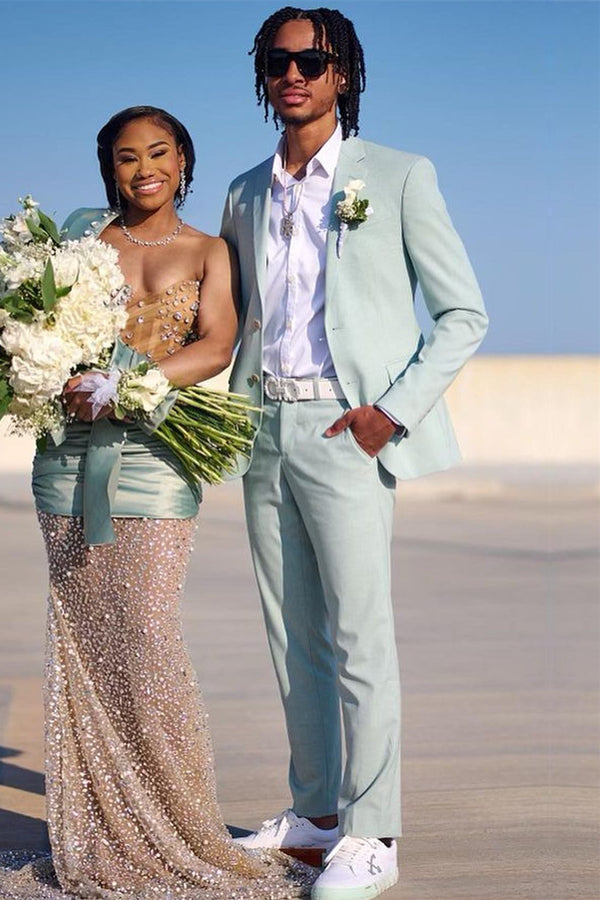 New Arrival Cool Mint Green Notched Lapel Prom Suits
